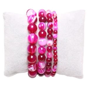 Bracelet Agate Rose Fushia 8mm