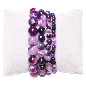 Bracelet mixte en Agate Violet 8mm