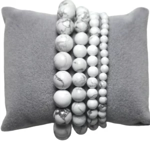 Bracelet mixte en Howlite blanche